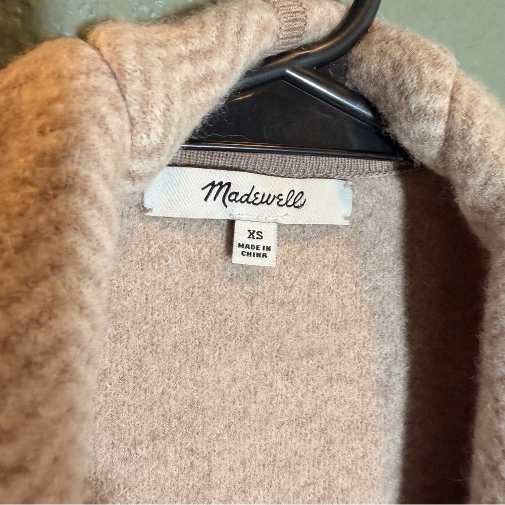 Madewell Herringbone Mattson Sweater Coat Light Beige 100% Merino Wool